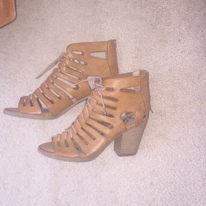 Rampage brown lace up block heels